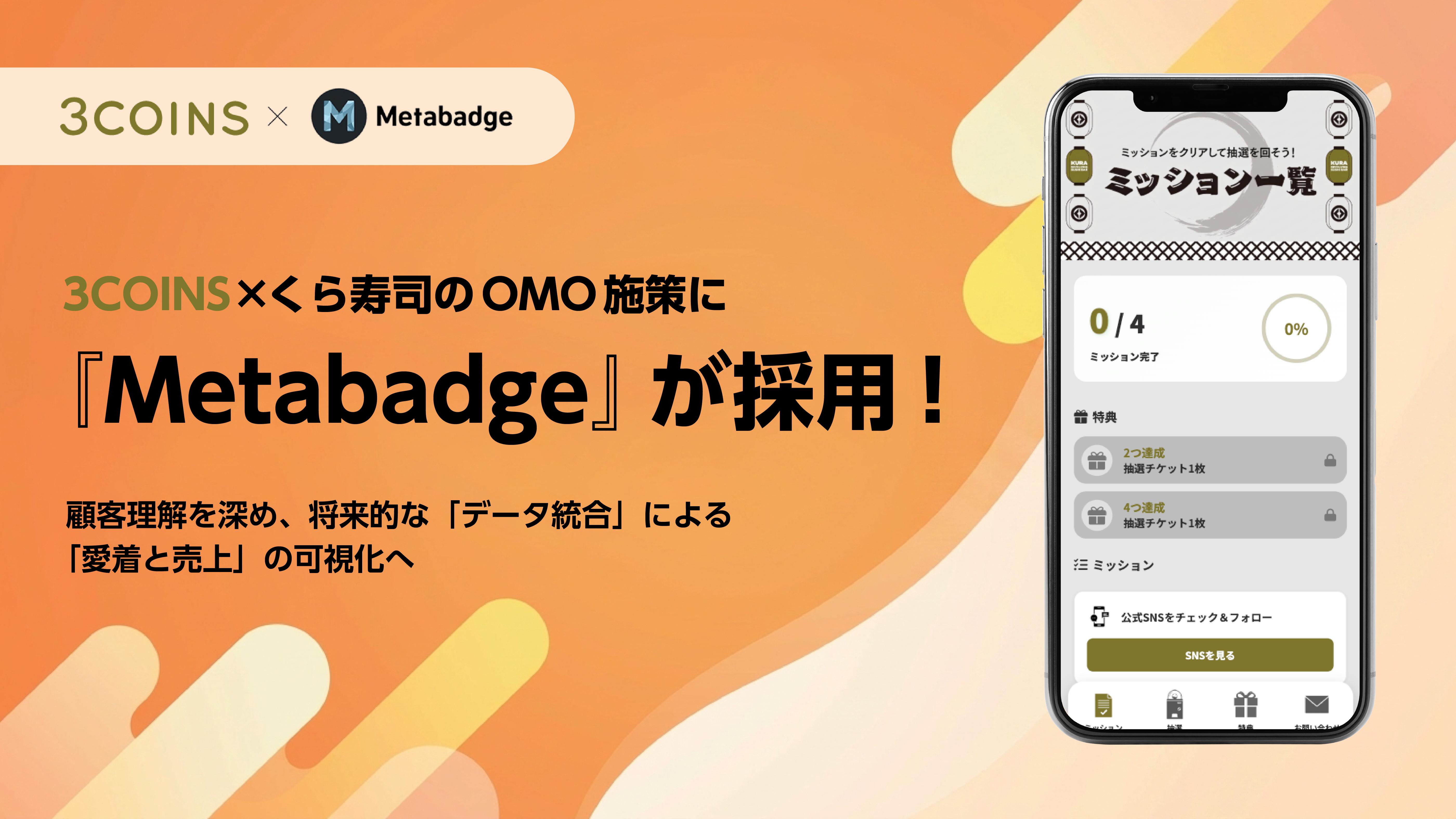 3COINS×くら寿司のOMOキャンペーンに クラウドサーカスの『Metabadge』が採用